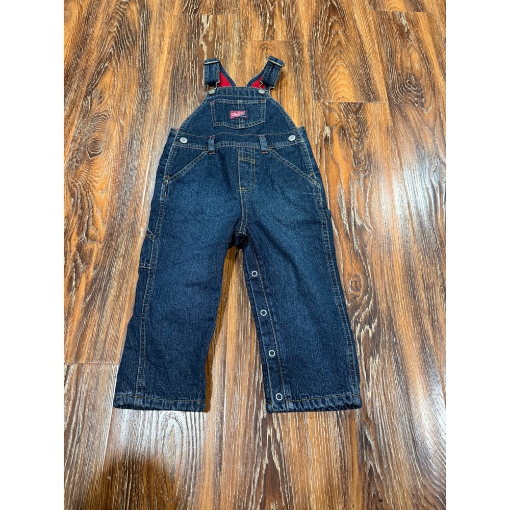 Old Navy 18-24M Denim Overalls Baby Boy Girl Dark Wash Fleece Lined Carpenter